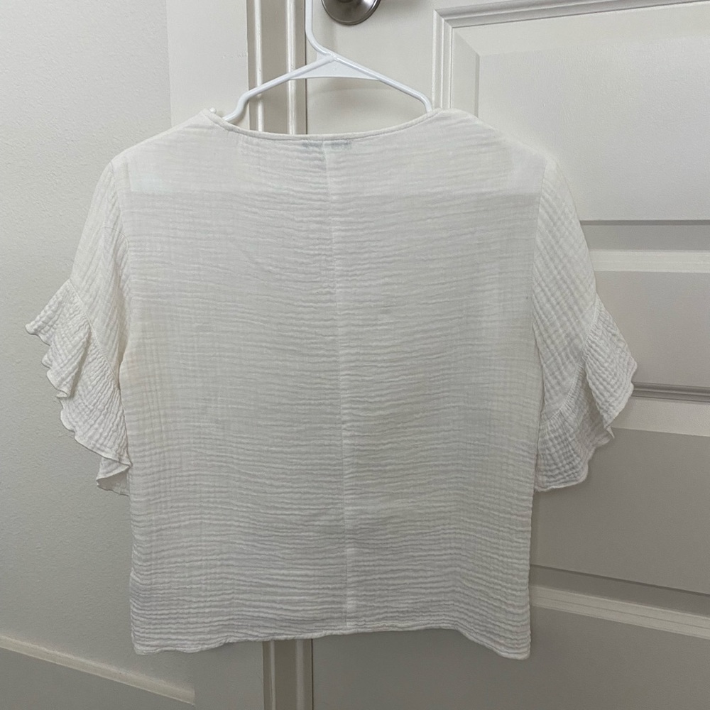 White Ruffle Sleeve Top - Picture 5 of 6